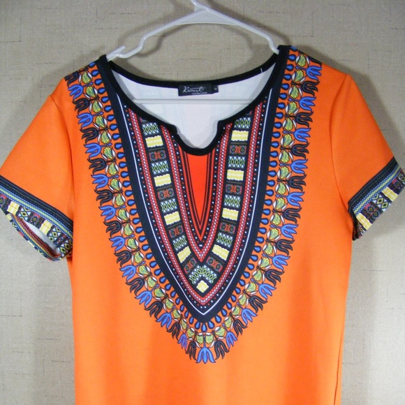 WOMAN AFRICAN  STYLE SHIRT ORANGE  KIVENST SM - Picture 1 of 6